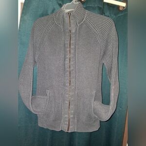 CALVIN KLEIN Ribbed Full-Zip Women's Sweater Jacket - Gray
